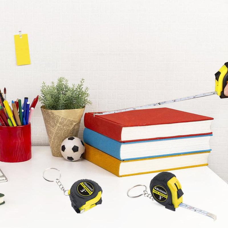 18 Pack Small Tape Measure Keychains - Mini Tape Measures Retractable,Pocket Measurement Tape Bulk Easy Read 3 Feet Yellow 18