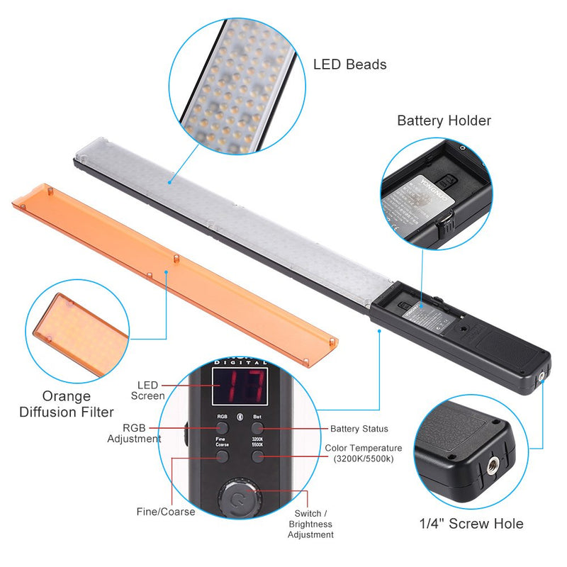 YONGNUO YN360 LED Video Light, RGB Colorful Professional Photo Ice Light, with Adjustable Color Temperature 3200K-5600K