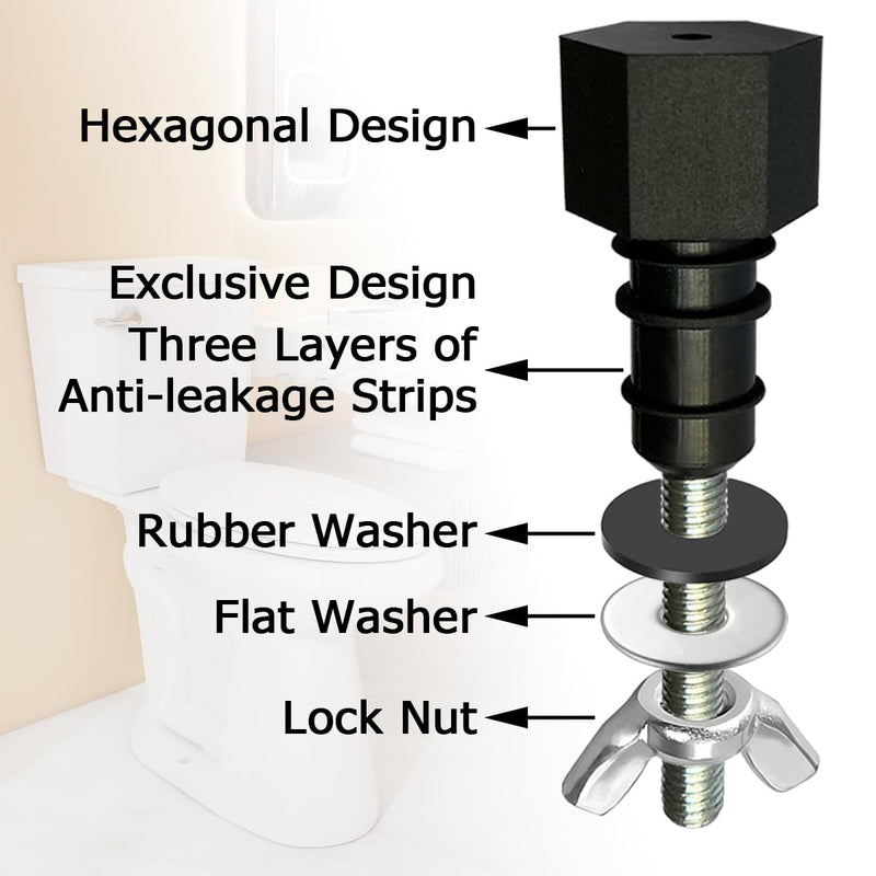 Upgrade 630-0204 2" Tank to Bowl Bolt Kit Replacement for Mansfield Toilet Repair Kit Inside Tank, Includes Gasket, Bolts and Other Essential Parts (Black)