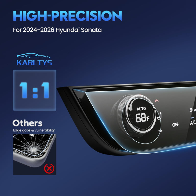 Karltys 2PCS Screen Protector for 2024-2026 Hyundai Sonata SE/SEL/SEL Plus/N Line/Limited, Air Conditioning Display 9H Tempered Glass HD AC Air Screen Cover for Hyundai Sonata [Anti-Glare & No Fingerprint]