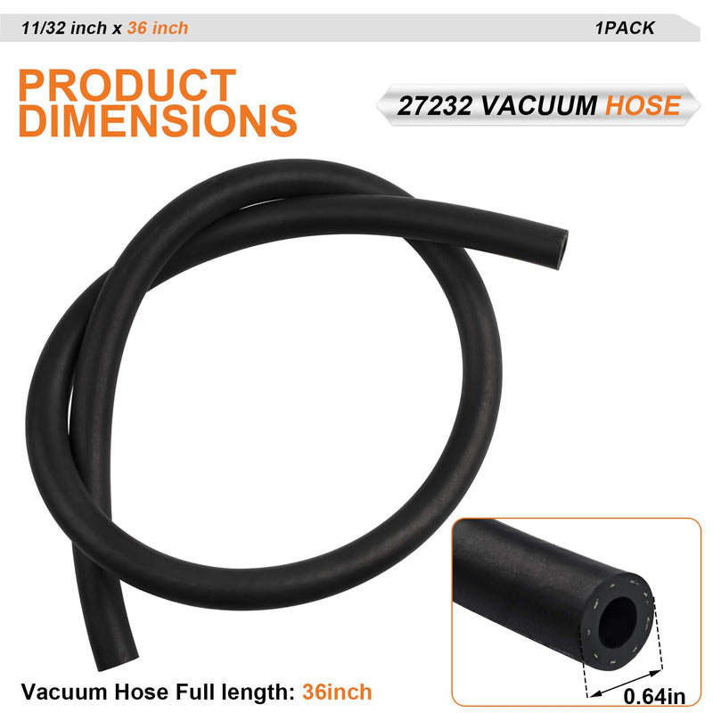 27232 11/32 inch x 36 inch (85 PSI) Brake Booster Vacuum Hose, Vacuum Line Fits for Fo-rd, Chry-sler and Che-vy Select Models, Heavy Duty Power Booster Vacuum Hose