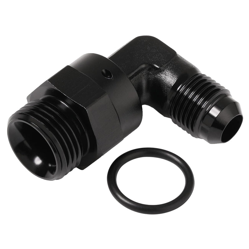 6AN Male Flare to 8AN -8 ORB O-ring Boss 90 Degree Swivel Fitting Adapter Aluminum Black 6AN to 8AN ORB
