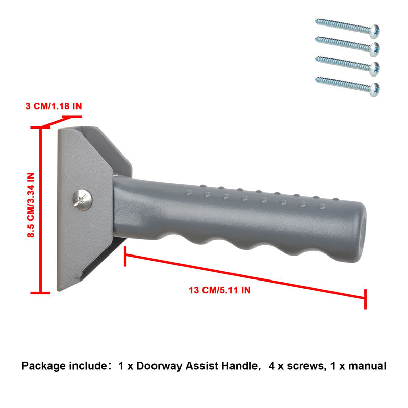 iGuerburn Doorway Flip Assist Handle, Door Assistant Support Grip Handle, Doorway Stair Assist Grab Bar for Elderly or People Who with Balance Issues - Supports Up to 300 Pounds (Grey) Gray