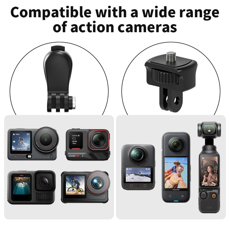4 in 1 Accessories Kit Set for DJI Action 6/5/4, GoPro Hero 13/12/11/10 and More, Quick Release Head Strap Mount + Chest Mount Harness + Backpack Clip Holder + 360°Rotating Palm Strap