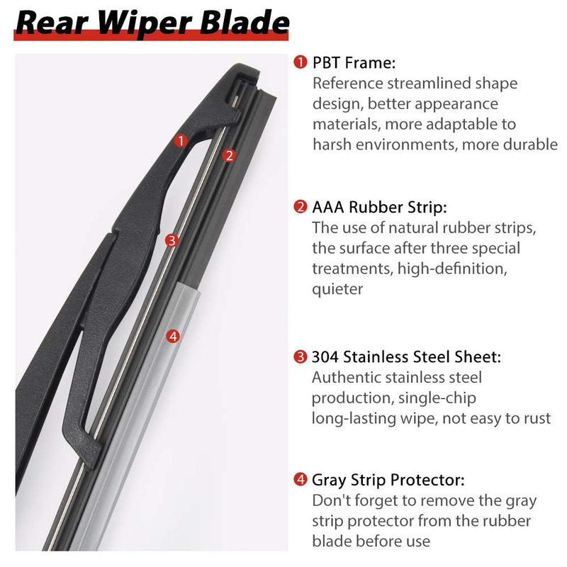 Rear Windshield Back Wiper Arm Blade Set Replacement for Cadillac Escalade 2007-2013 OE: 15277756 Rear Wiper Arm and Blade