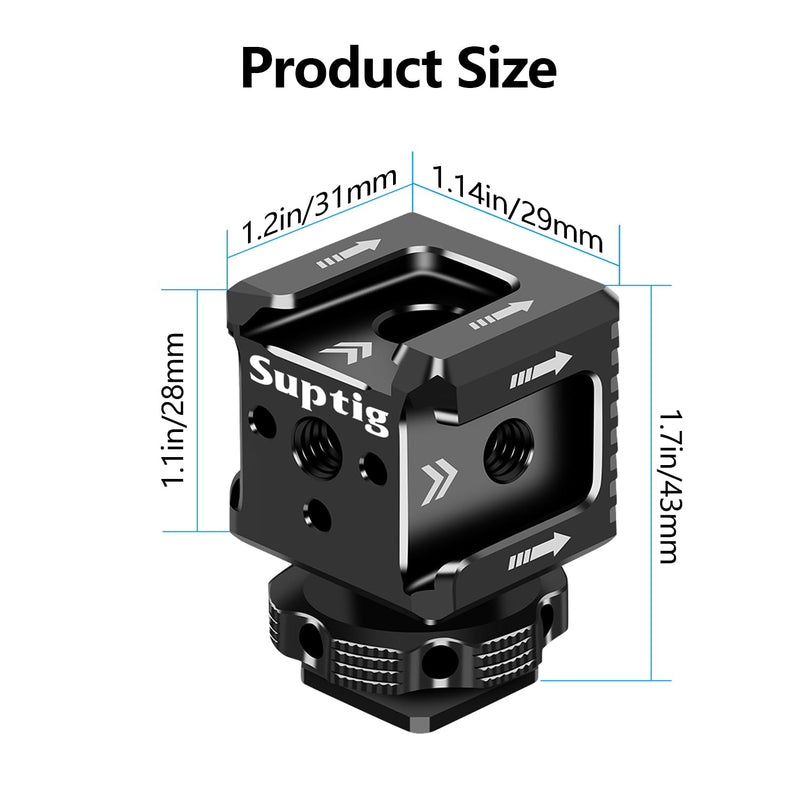 Suptig 3 Port Cold Shoe Mount with 1/4"-20 Thread for Camera Cage Flash LED Monitor Microphone etc.