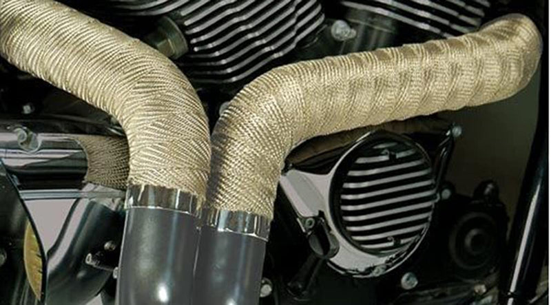 Xinhan 2" x15ft/2" x25ft/2" x50ft/1" x15ft/1" x25ft/1" x50ft Titanium Fiber Pipe Insulation Wrap Heat Exhaust Wrap with Stainless Steel Zip Ties (1" x 15ft) 1" x 15ft