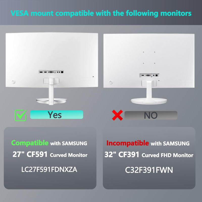 CF591 (LC27F591FDNXZA) VESA Mount Compatible with Samsung Monitor | CF591 Wall Mount for C27F591FDN LC27F591FDNXZA Curved LED Monitor
