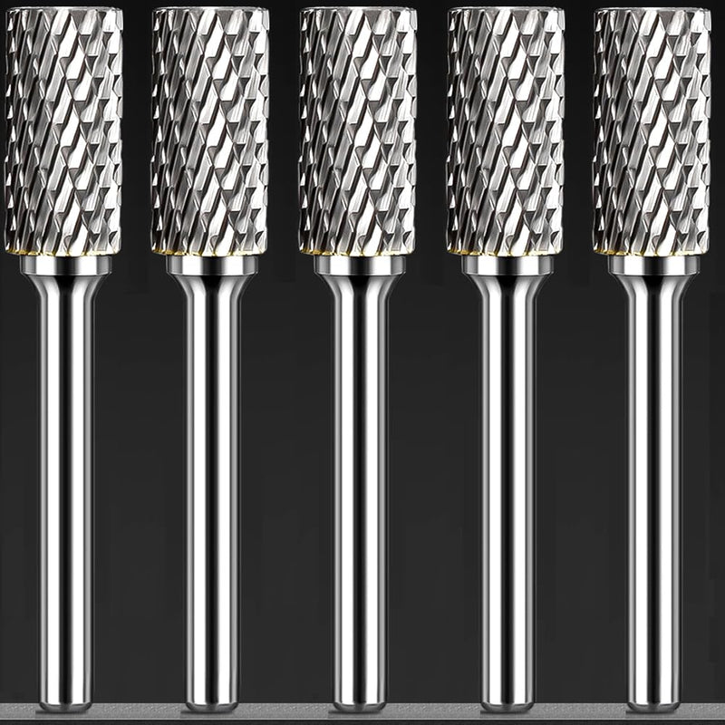 Tungsten Carbide Burr Set SA-5 Double Cut Rotary Burr File(1/2” cutter Dia X 1”Cutter Length) with 1/4'' Shank for Die Grinder Drill Bits (Pack of 5)…