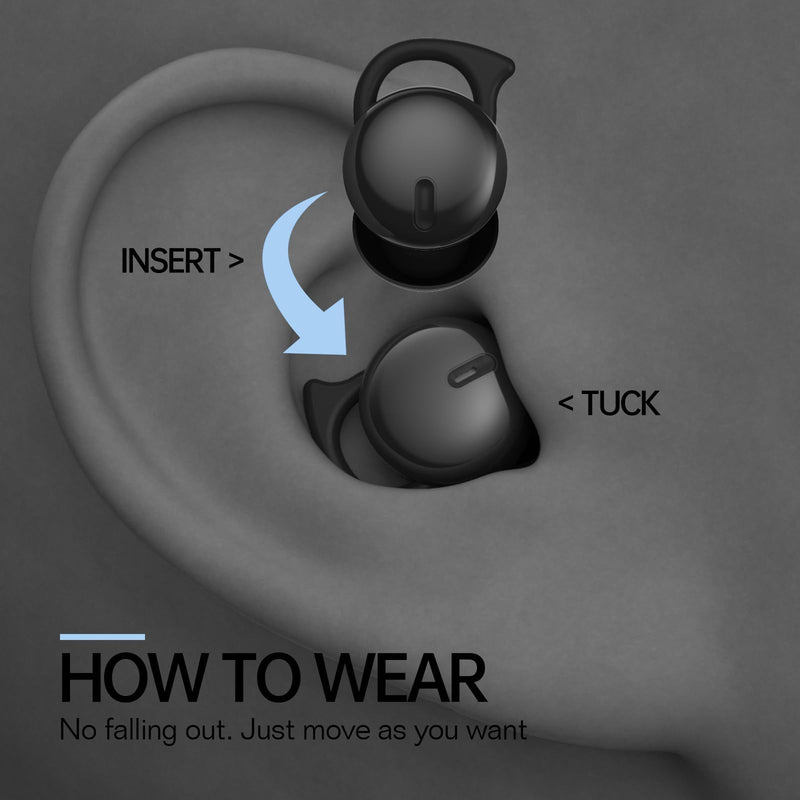 Invisible Sleep Headphones, Sleep Earbuds for Side Sleepers (Black) | Mini Noise Blocking Sleeping Earphones, Bluetooth 5.3 Wireless Earbuds for Sleeping, Working Black
