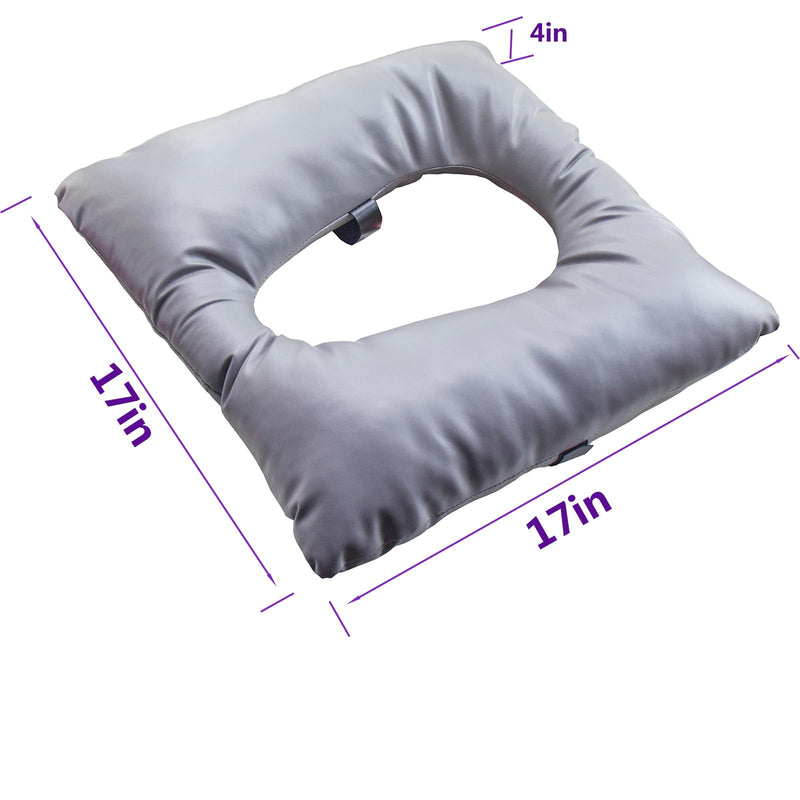 Bedside Soft Commode seat Cushion, Thick Pad PU Cover with Fixing Straps for Commode Chair, Washable Toilet Seat Cushion Warmer for Elderly Adults Grey