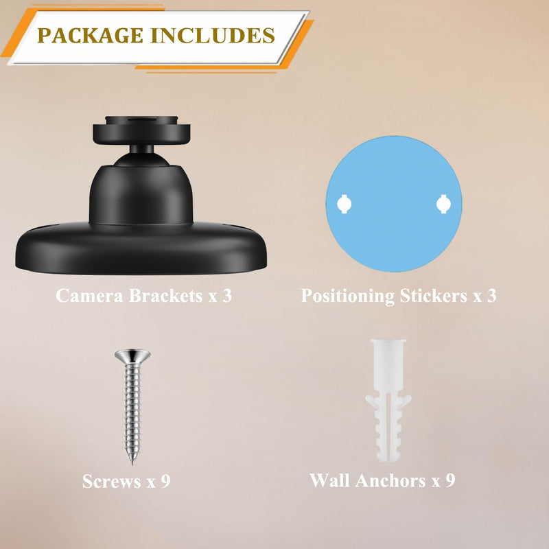 3 Pack Strong Adhesive Wall Mount Bracket Compatible with Blink Mini/Outdoor 4 (4th Gen) Camera, 360° Adjustable Indoor/Outdoor Wall Mount Stand, Easy to Install (Black) Black