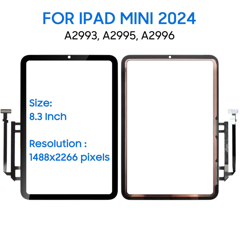 for iPad mini 7 2024 Digitizer Replacement Touch Screen Glass Only 8.3" Screen Replacement for iPad mini 7th Generation A2993 A2995 A2996 Touch Screen Fix with Repair Tools, No LCD Display