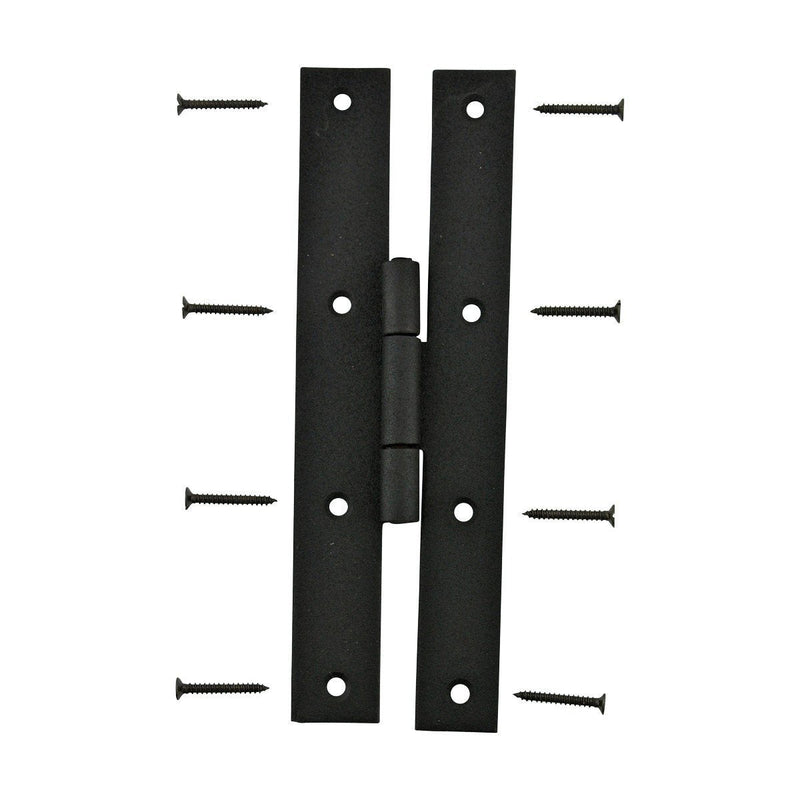Renovators Supply Manufacturing H Cabinet Hinges 7 in. Black Wrought Iron Kitchen Cabinet Hinge with Hardware Pack of 4