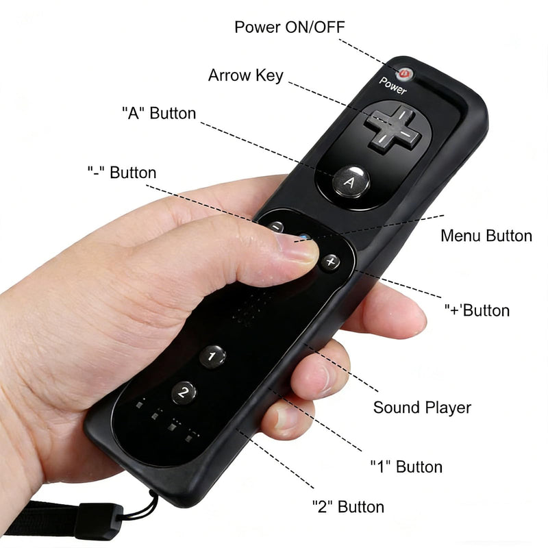JKSvrenthy Wii Nunchuck Wii Controller, Wii Remote And Nunchuck Controllers With Silicon Case And Strap For Wii And Wii U Combination Lock (D) (BLACK) (B) B