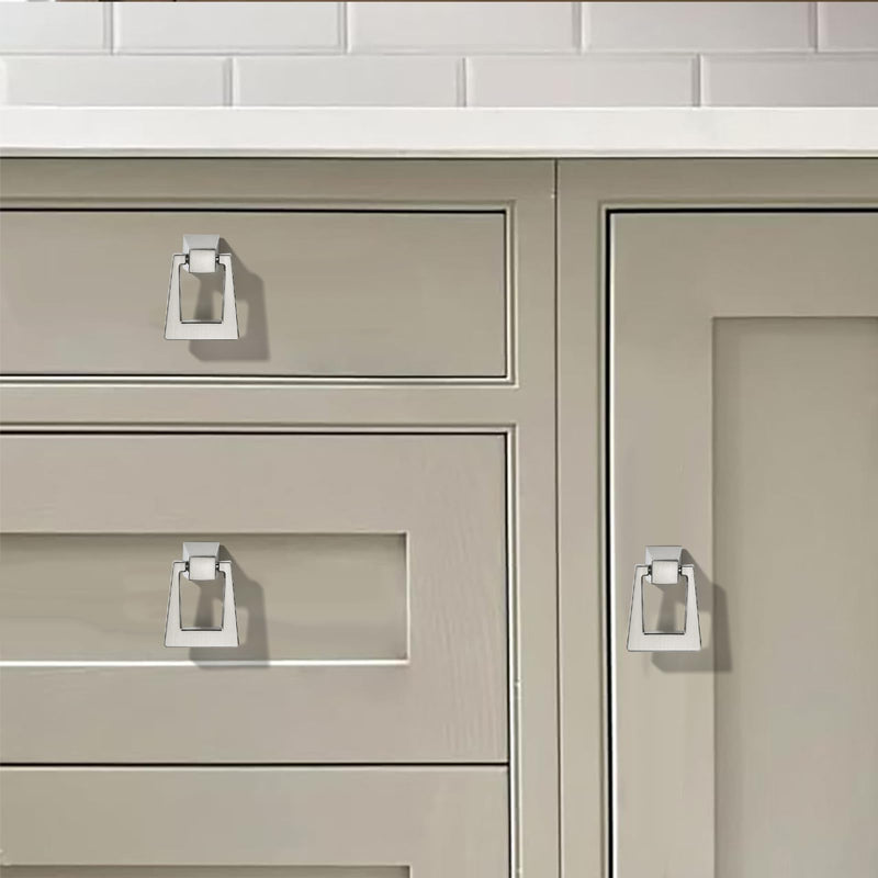 khtumeware 10-Pack 1.37 Inch Brushed Satin Nickel Cabinet Knobs - Round Drawer Pulls for Dresser, Kitchen, Bathroom - Zinc Alloy Ring Hardware (1-3/8 Inch)