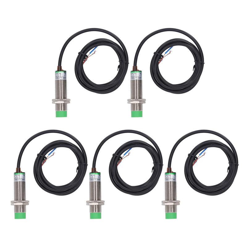 Inductive Proximity Sensor, 10-36VDC, 2 Wire Normally Open, 8mm Detection, IP65, 5 Pack