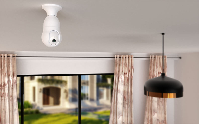 NU-SET Light Bulb Camera, Smart WiFi Home Security Camera with Pan-Tilt Panoramic View, 4MP, White Single Pack