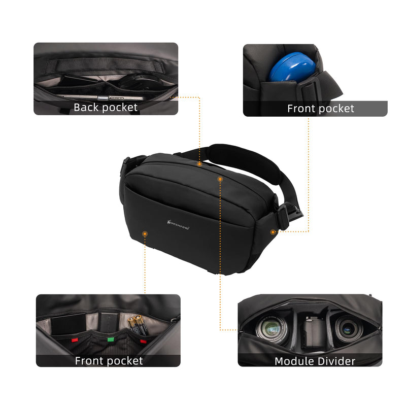 Everyday Crossbody Bag Camera Sling Bag | Multifuction Photography Shoulder Case, DSLR SLR Mirrorless Cameras Black