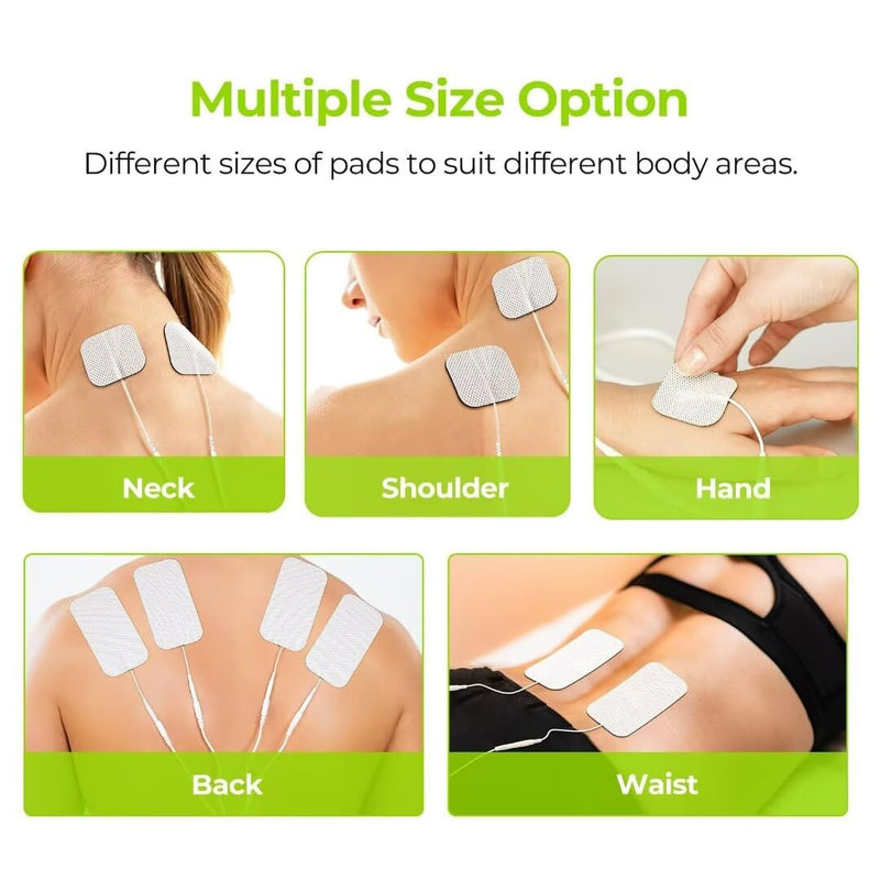 AUVON 36-Pack TENS Unit Replacement Pads for TENS Unit, 2 Sizes Electrodes Pads Combination Set, Reusable and Latex Free Pigtail TENS Pads Compatible with TENS 7000, Etekcity TENS EMS Machine