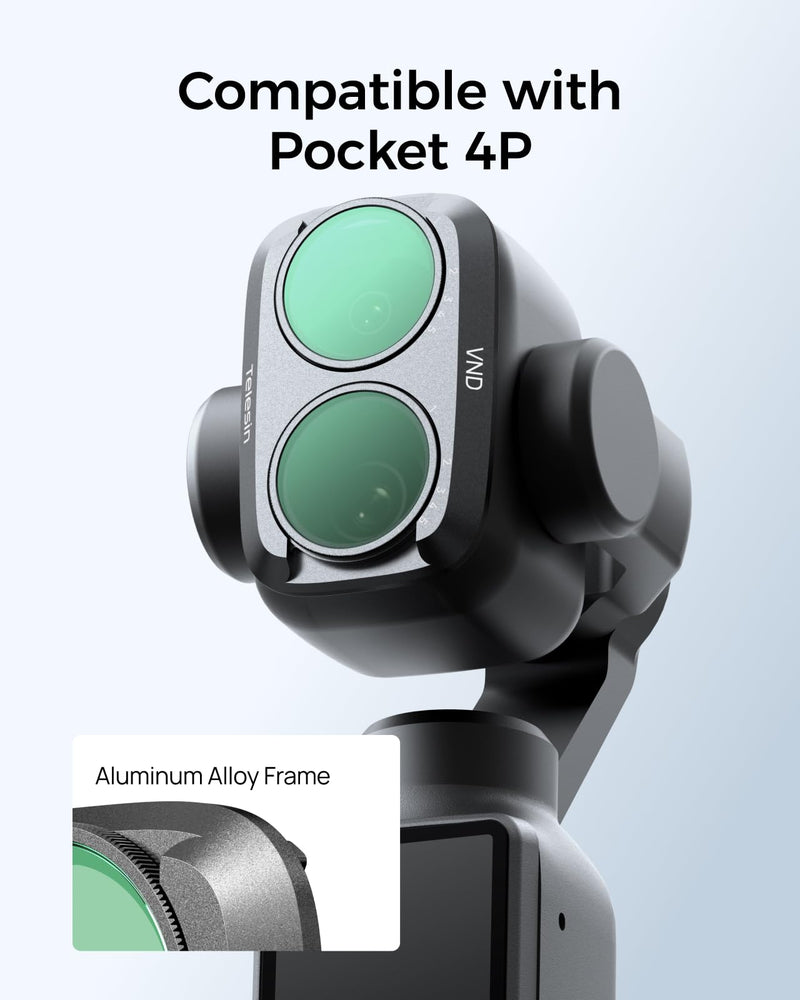 TELESIN Variable ND Filter for DJI Osmo Pocket 4P, VND2-32(5 Stops) | Multi-Coated Optical Glass Exposure Control, Cinematic Video Vlog Travel | DJI Osmo Pocket 4P Accessories VND2-32 Filter
