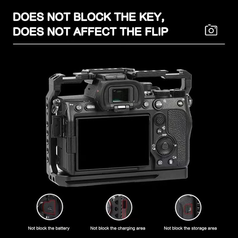 Camera Cage with Standard Cold Shoe for Sony A7M4 Camera.