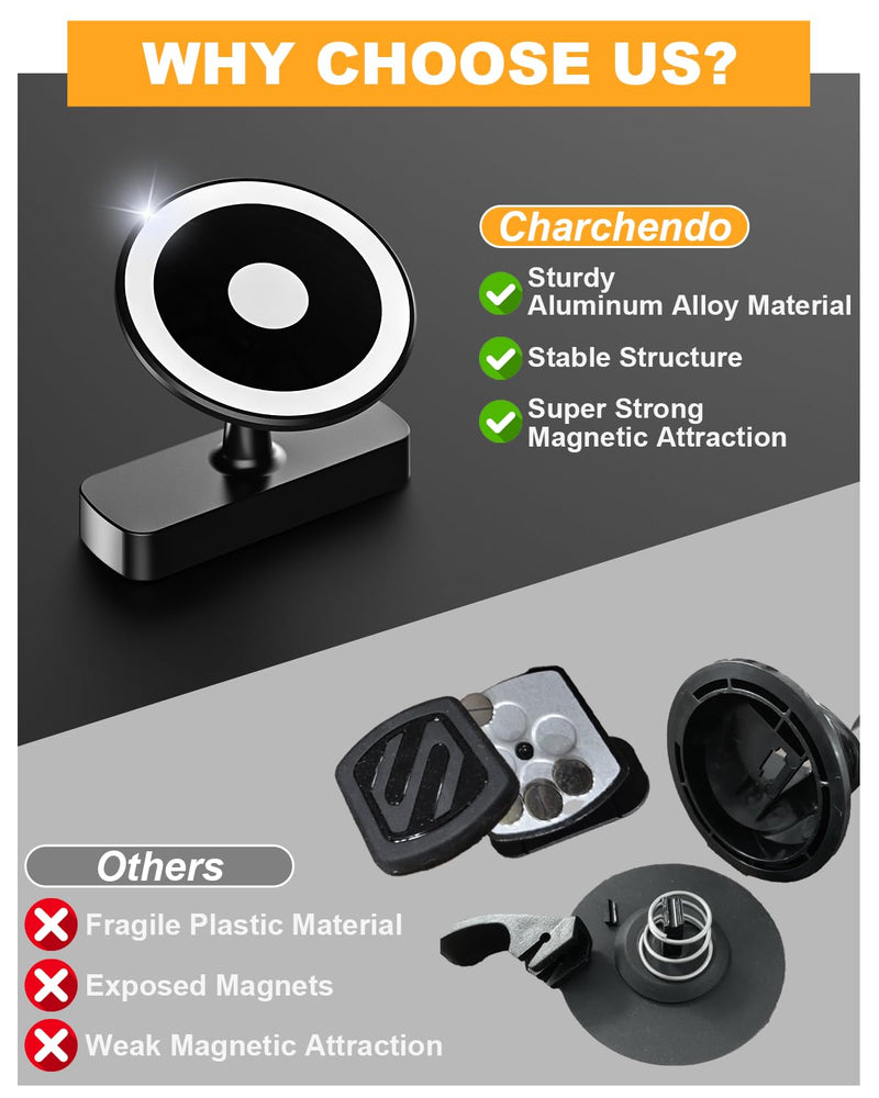 Charchendo Premium Metal Edition Magnetic Phone Mount for Hyundai Ioniq 5 2022-2026 and Ioniq 9, Ultra Slim N56 Magnet Dashboard Holder for MagSafe iPhones, Professional No Slip Interior Accessory