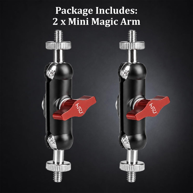 HSU Magic Arm with Dual Ball Head | Double 1/4"-20 Screws, 360° Metal Adjustable Universal Extension Bracket for Monitor, LED Light, Microphone, GoPro（2 Pack）