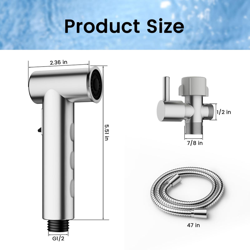 FEELSO Handheld Bidet Sprayer for Toilet, Adjustable Water Pressure Jet Spray Toilet with Bidet Hose for Diaper Sprayer Kit, Feminine Baby Wash, Pet Shower & Muslim Shower