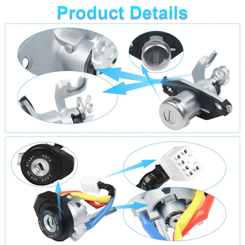 Ignition Switch Lock Cylinder Compatible with 2009-2014 Hyundai Sonata 2011-2015 Hyundai Sonata Hybrid Replacement for 81970-3SA00 81250-3SA00 Front Left Door Lock with 2 Keys