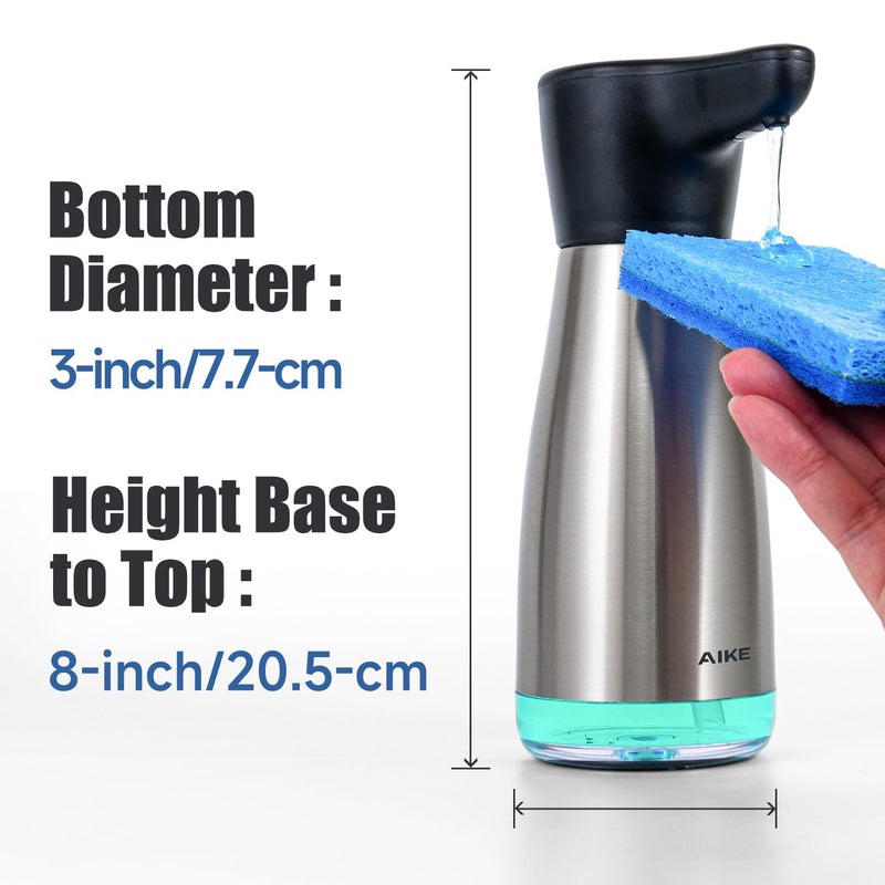 AIKE Magnetic Charging Waterproof Automatic Soap Dispenser for Liquid Soap Spot Resist Stainless Finish 14fl.oz. Model AK1337 Brushed Stainless Steel Finish
