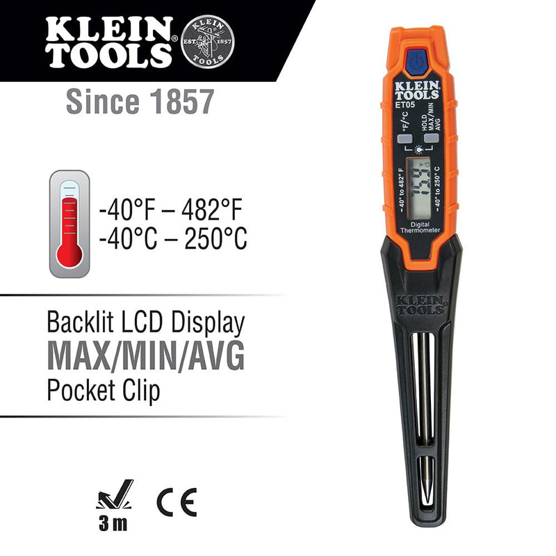 Klein Tools 80049 HVAC Tool Kit with 3-in-1 Pocket Screwdriver, 8-in-1 Screwdriver / Nut Driver, and Digital Pocket Thermometer, 3 Piece