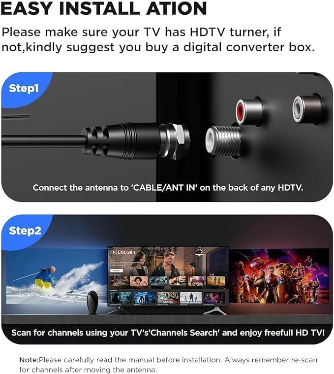  [AUSTRALIA] - Digital TV Antenna Indoor,【1200+ Miles Super Long Range】【Smart Chip for Local HD Channels】-with Amplifier Signal Booster,Supports 4K 1080p for Smart & Older TVs,18ft Coax Cable Gloss Black Compact