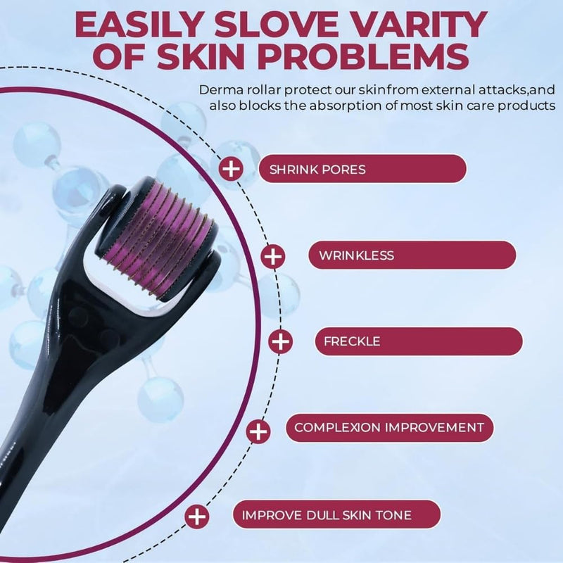 Derma Roller 0.25mm, Anti Ageing Men Beard Roller, 540 Titanium Micro Needling Roller, Microneedling Roller, Hair Growth Scalp Roller, Derma Kit for Skin Rejuvenation (Derma-Roll-0.25mm) Derma-Roll-0.25mm