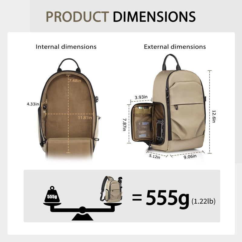 TAAOKA Camera Sling Bag, DSLR/SLR/Mirrorless Camera Backpack Case Shockproof Photography Backpack with Tripod Holder & Removable Modular Inserts Compatible with Canon/Nikon/Sony/Fuji Coffee Medium 9.06 x 5.12 x 15.16 inches