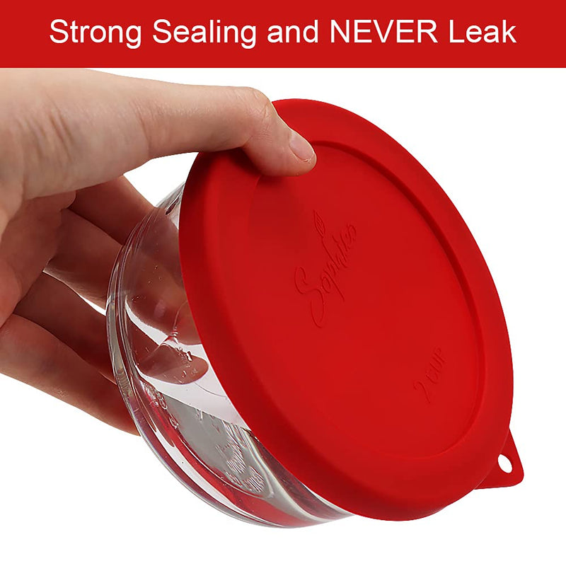 Sophico Round Silicone Storage Cover Lids Replacement for Anchor Hocking and Pyrex Glass Bowls (Container not Included) (4 Size, 8 Pack) Round 8-Pack (Red, Orange, Mint, Navy Blue)