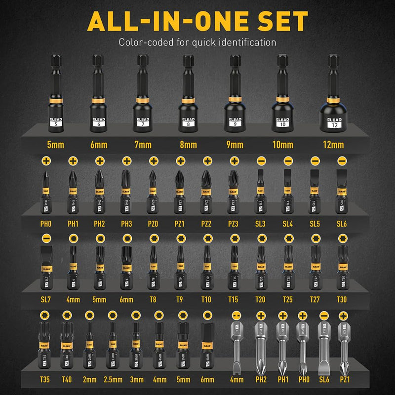 46 in 1 Magnetic Ratchet Screwdriver Set, Multi-Bit Screwdriver Kit, Nut Driver Set, Detachable Ratchet Handle with Storage Case, Repair Tool Kit for Furniture, Computer, Bicycle 46-in-1 New Version