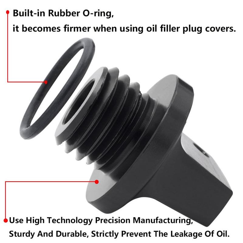 M20 * 2.5 Universal Motorcycle Engine Oil Filler Cap Screw Cover Plug Gray with O-ring Valve Oil Cap Transmission Tank Cover (Black) Black