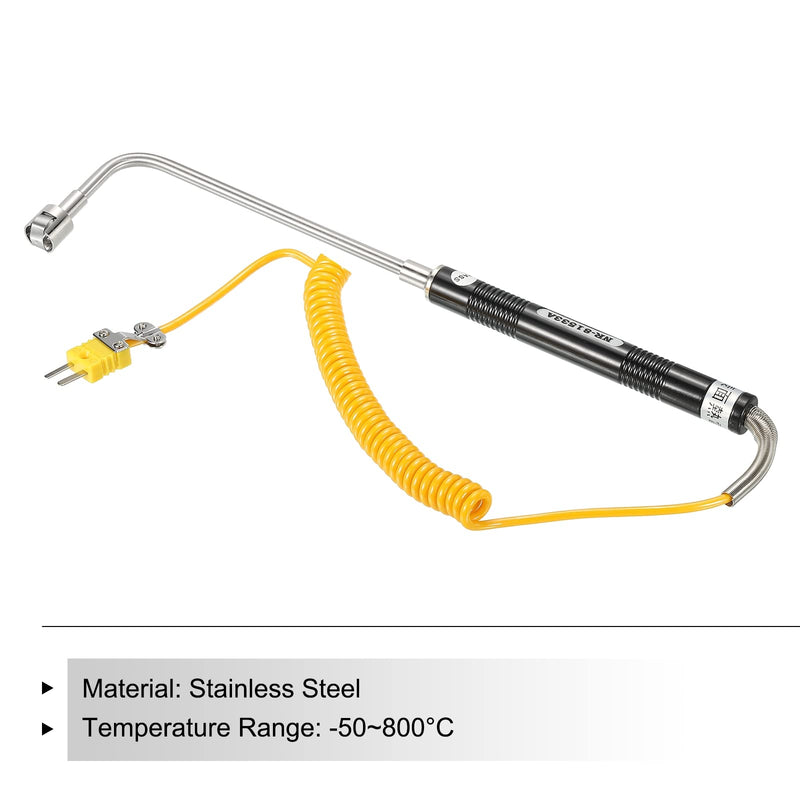MECCANIXITY K Type Surface Thermocouple Temperature Probe Sensor Stainless Steel -58 To1472°F (-50 to 800°C) 5.1ft 15x155x65mm