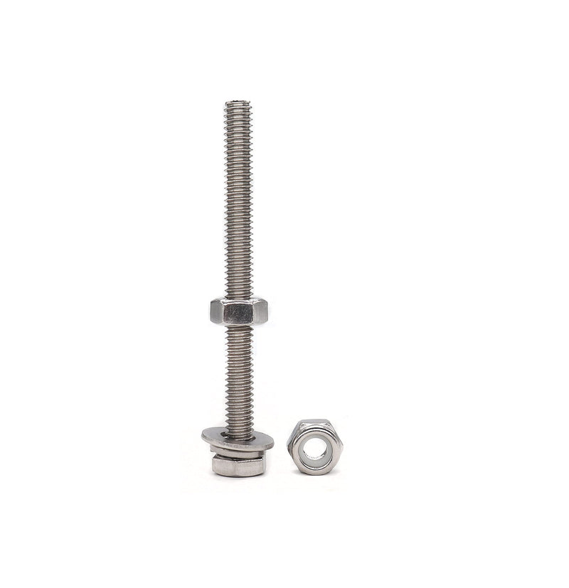 50pcs(10 Sets) 1/4-20 Fastener Kit: 3" Hex Bolts, Spring Lock Washers, Flat Washers, Hex Nuts & Nylon Inserted Locking Nuts (Pack of 2) 1/4-20 (Pack of 2)