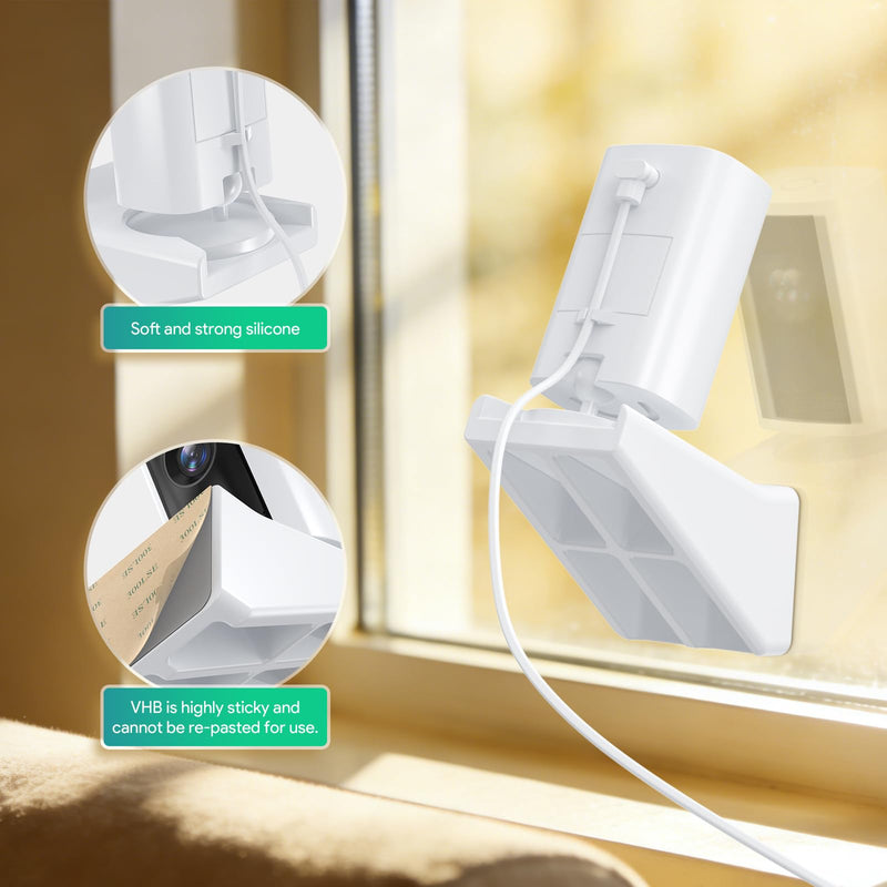 SURVADV® Window Mount for Ring Indoor Cam Plus (New-est Model) Bracket | 20° Tilt Adjustable Silicone Mount with Strong Heat-resistant Adhesive, Easy Installation, No Glare Glass Camera Holder