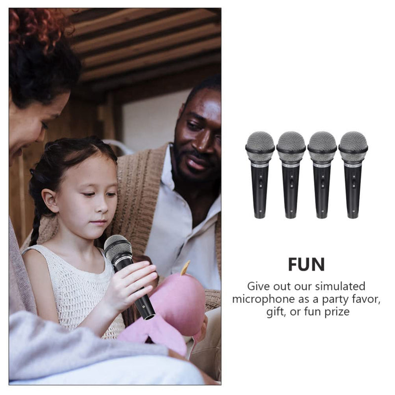 NUOBESTY Fake Microphone for Kids Handheld Microphone Prop Plastic Mics Pretend Toys for Karaoke Costume Prop Halloween Party Favors 16Pcs