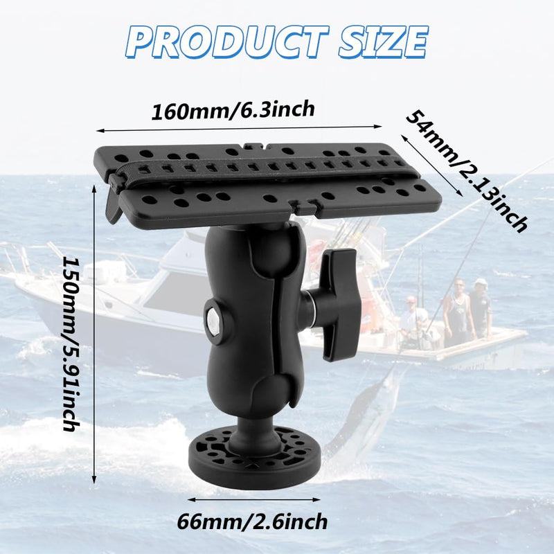 Fish Finder Mount Base, Universal 360 Rotation, Black