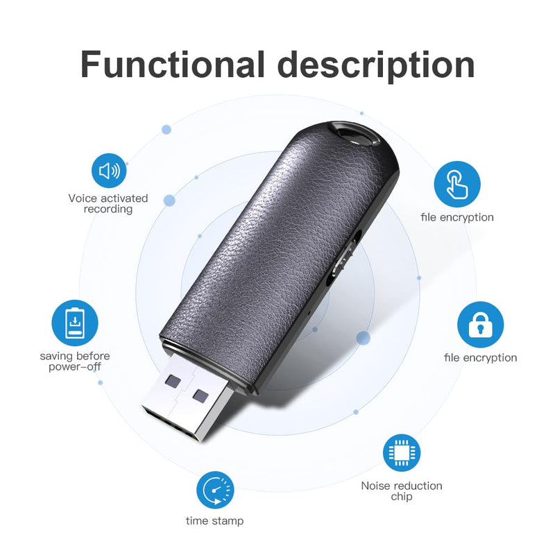 USB Voice Recorder, 96H Long Time Digital Audio Recorder, Portable USB Flash Drive & MP3 Player Audio Device for Meeting, Interview, Lecture