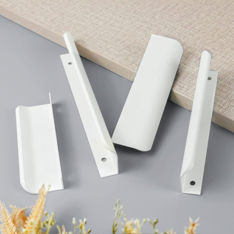 6 Pack Finger Edge Pull Furniture Drawer Handles Bright White Hidden Cabinet Kitchen Drawer Pull Handles Length:300mm/11.8" Arc angle