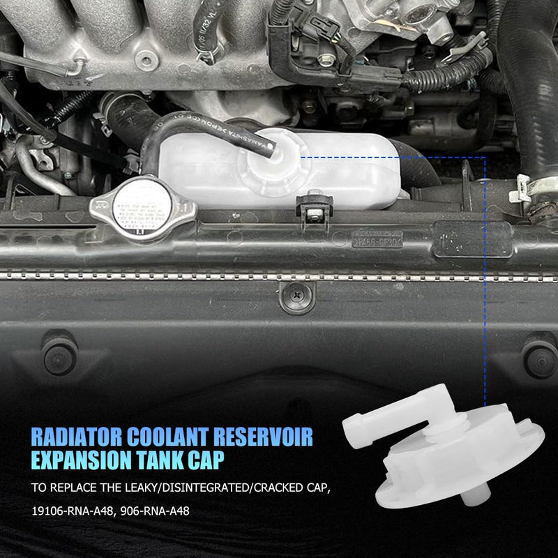 Coolant Reservoir Overflow Tank Cap, Radiator Coolant Cap, Expansion Tank Cap with Joint, Plastic Engine Coolant Expansion Reservoir Cap Replacement for Honda Accord Civic Pilot #19106-RNA-A48