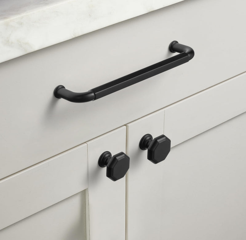 Goo-Ki Kitchen Cabinet Knobs Matte Black,6-Pack Zinc Alloy Drawer Knobs Dresser Pulls Single Hole,Matte Black Drawer Knobs for Dresser Drawers 2201-B-DAN
