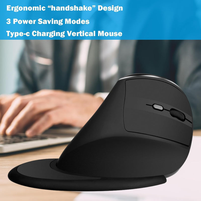 Ergonomic Vertical Mouse: 2.4G Bluetooth Dual Mode Optical Computer Mice,Wireless Rechargeable Mouse with Removable Palm Rest,Compatible with Windows and MAC OS BLACK-DUAL MODE