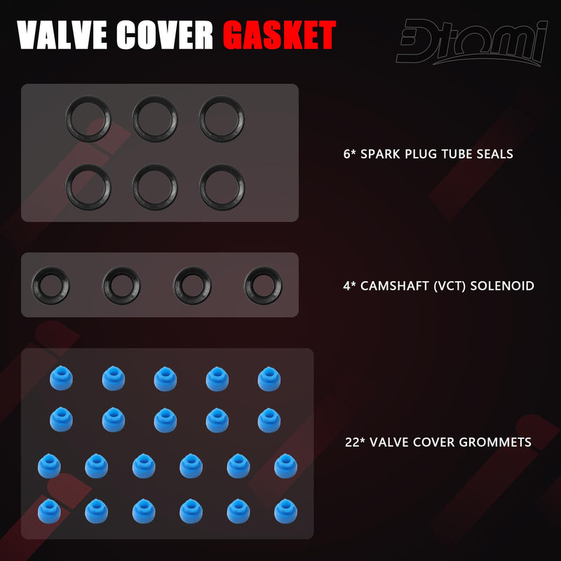 Valve Cover Gasket Set Compatible with Ford Lincoln Vehicle Edge Explorer F150 F-150 2011-2020, Transit 150 250 350, MKS MKT MKX MKZ 2015-2017 3.5L 3.7L V6 Replaces# VS 50814 R, VS50814R, VS50722