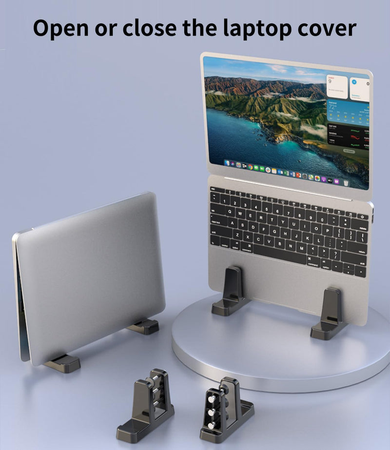 Ergonomic Vertical Laptop Stand – Space-Saving Cooling Laptop Stand for Desk Organization, Portable Stand, Compatible with MacBook Air Pro, Dell, HP, Lenovo, Tablets That Can Open 180°